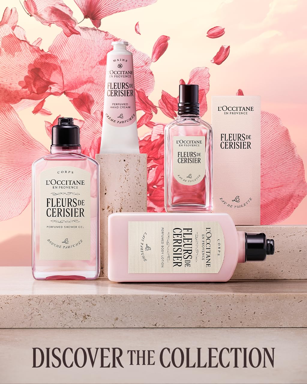 Crème mains cerisier L'OCCITANE sur une main appliquée