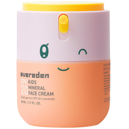 Crème minérale visage Evereden SPF 20, vue de face avec packaging