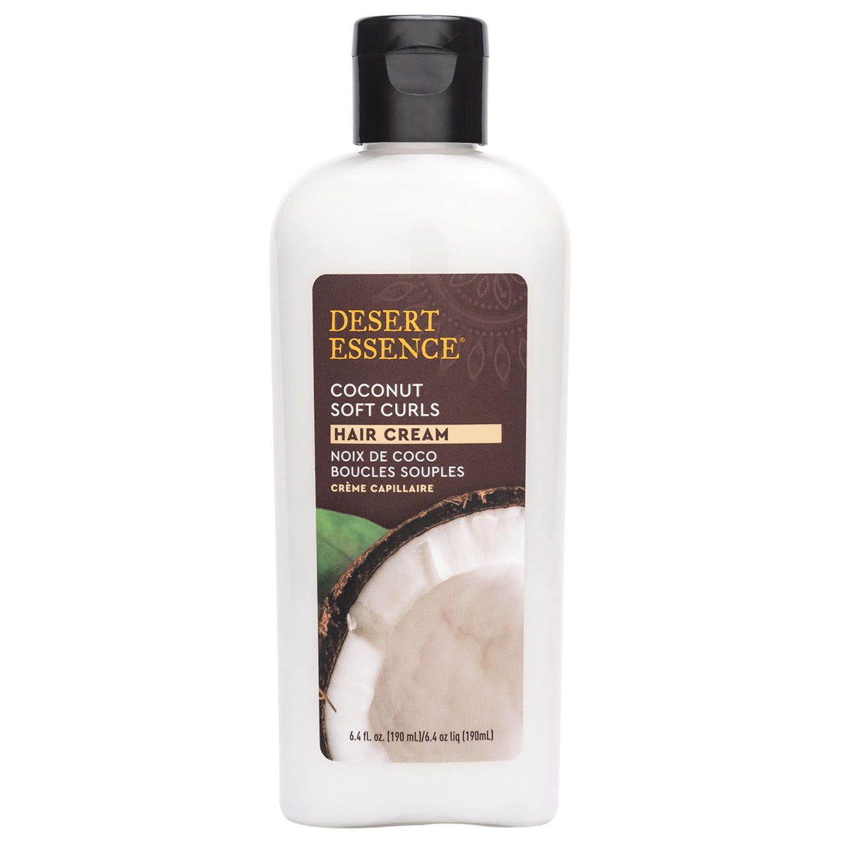 Crème pour cheveux bouclés Desert Essence 200g avec bouchon ouvert