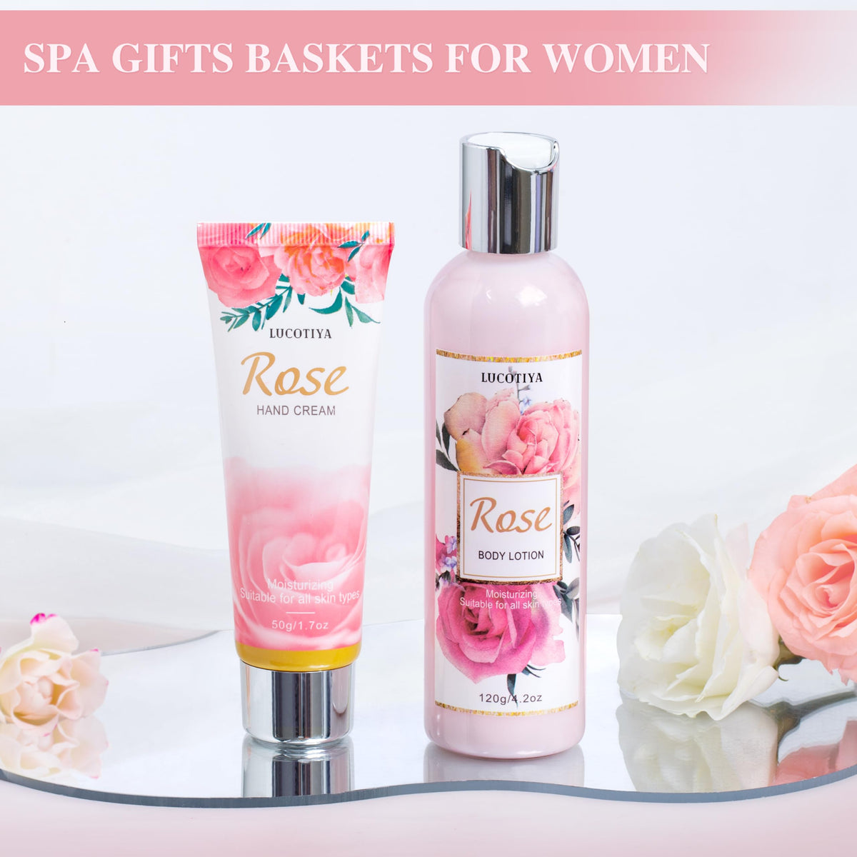 Crème pour les mains et lotion pour le corps dans le coffret de bain