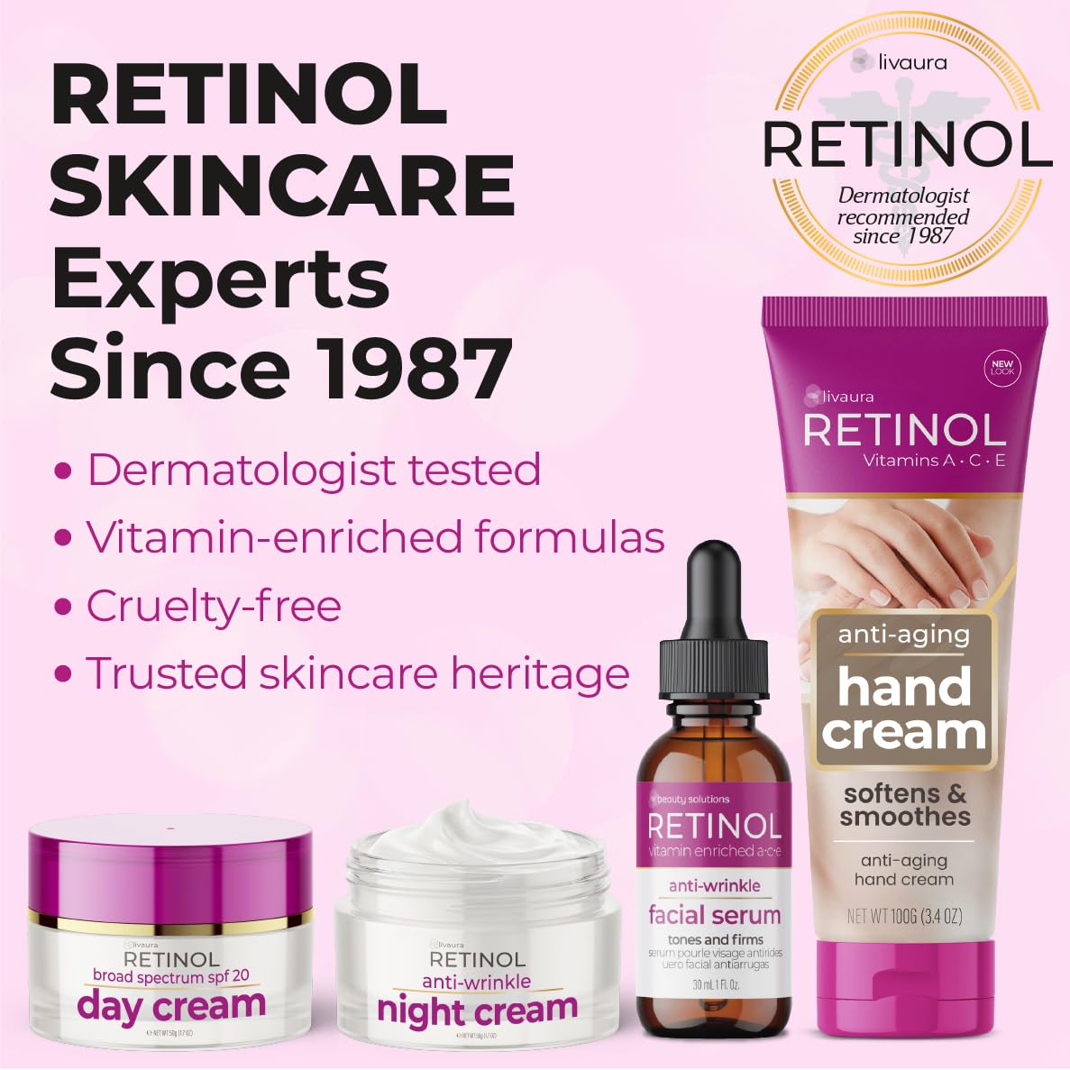 Crème pour les mains Retinol avec fond de plantes