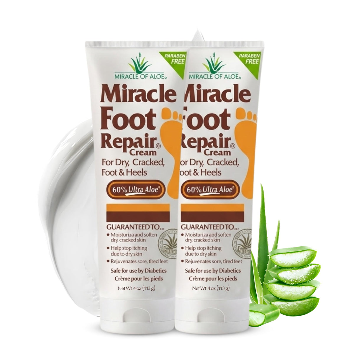 Crème Réparatrice des Pieds Miracle of Aloe 60% Aloe Vera, vue de face