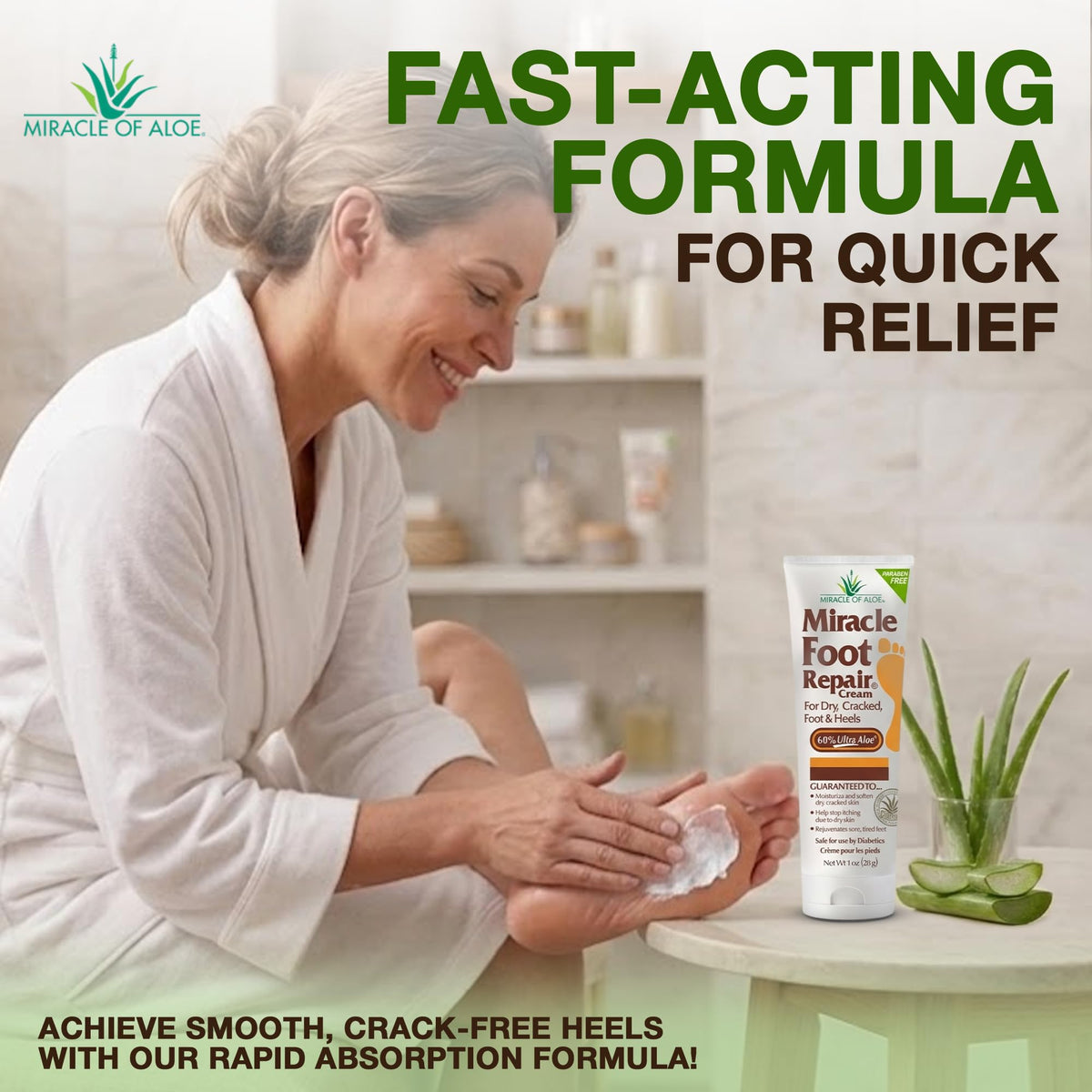 Crème réparatrice des pieds Miracle of Aloe avec des ingrédients naturels autour
