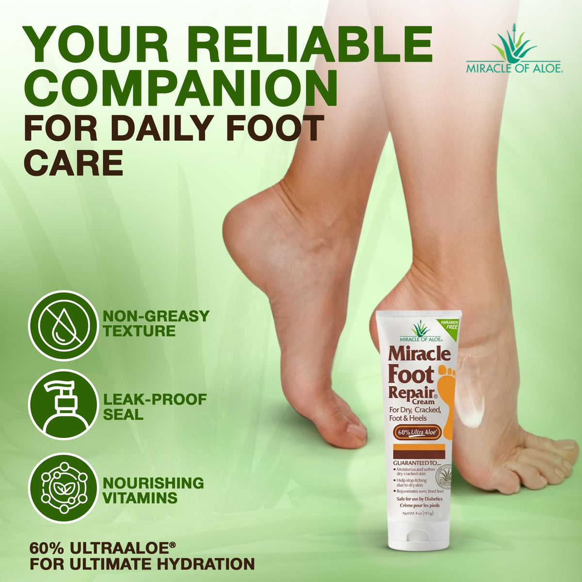 Crème Réparatrice des Pieds Miracle of Aloe avec ingrédients naturels