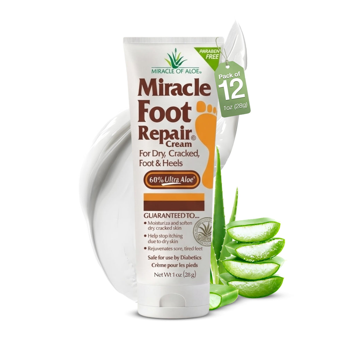 Crème réparatrice des pieds Miracle of Aloe en tube, vue de face
