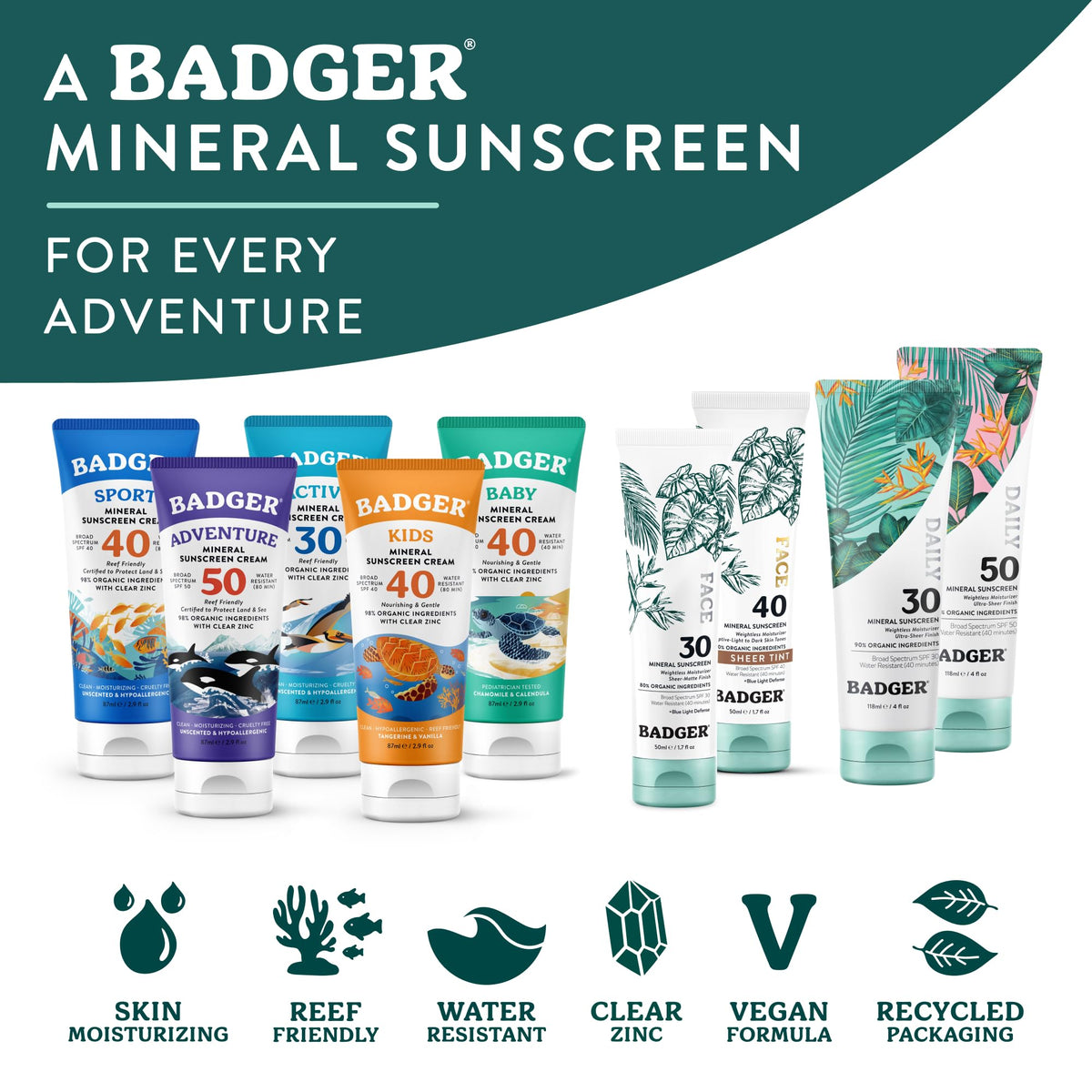 Crème solaire Badger SPF 30 sur une plage