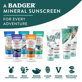 Crème solaire Badger SPF 30 sur une plage