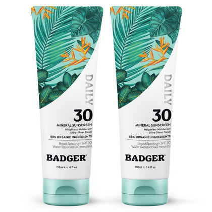 Crème solaire minérale Badger SPF 30 en tube avant