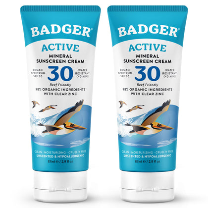 Crème solaire minérale Badger SPF 30, tube de 85 g, vue avant