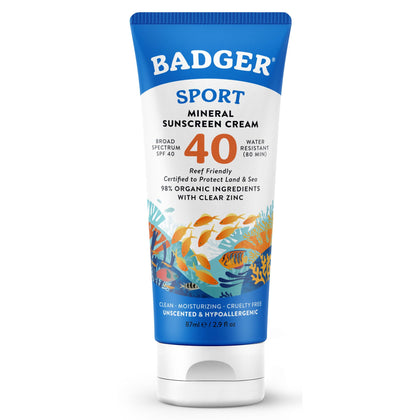 Crème Solaire Minérale Badger SPF 40 tube avant