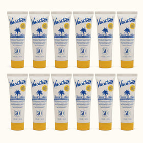 Crème solaire mini SPF 50 VACATION vue de face avec packaging