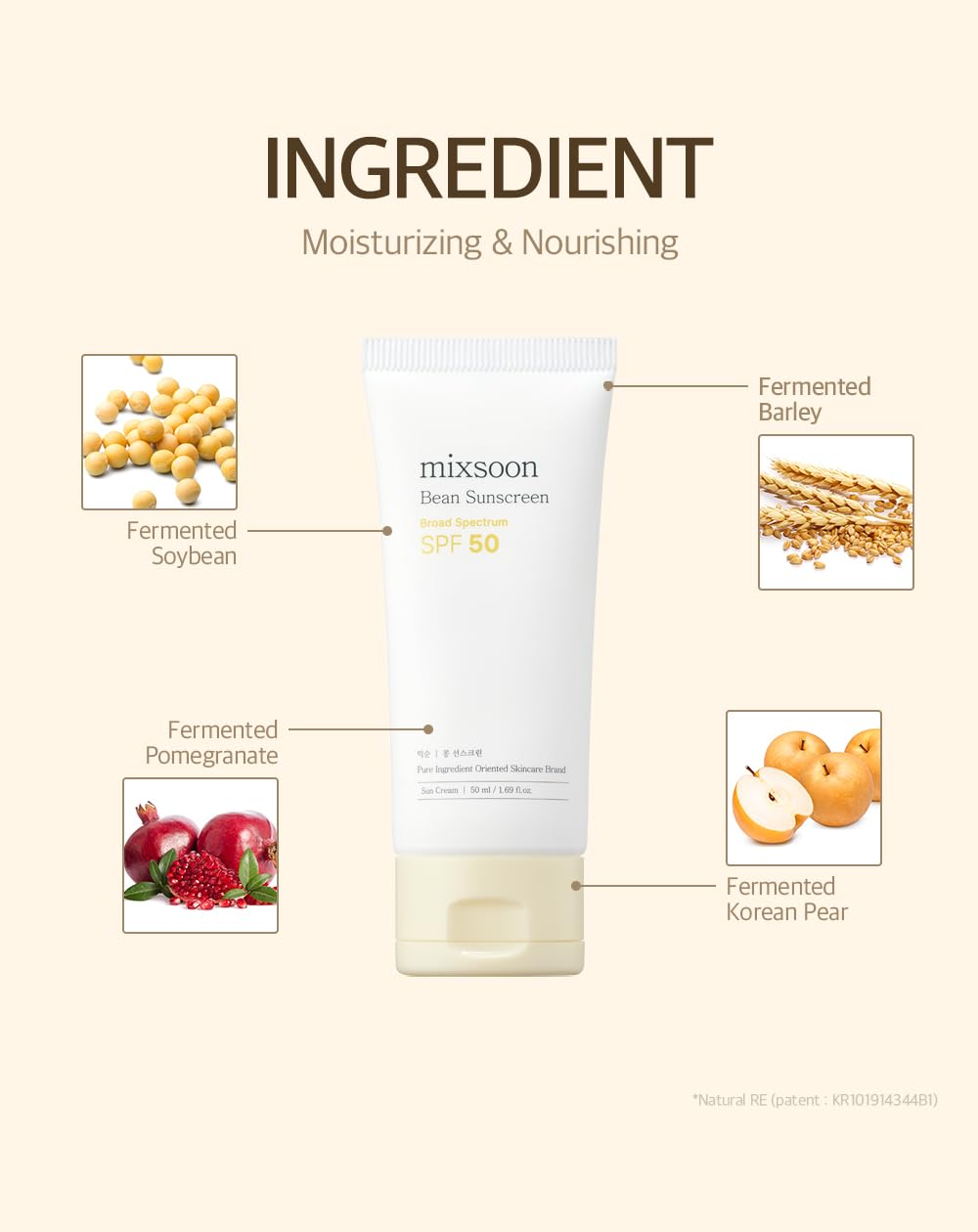 Crème solaire mixsoon à côté de produits de beauté