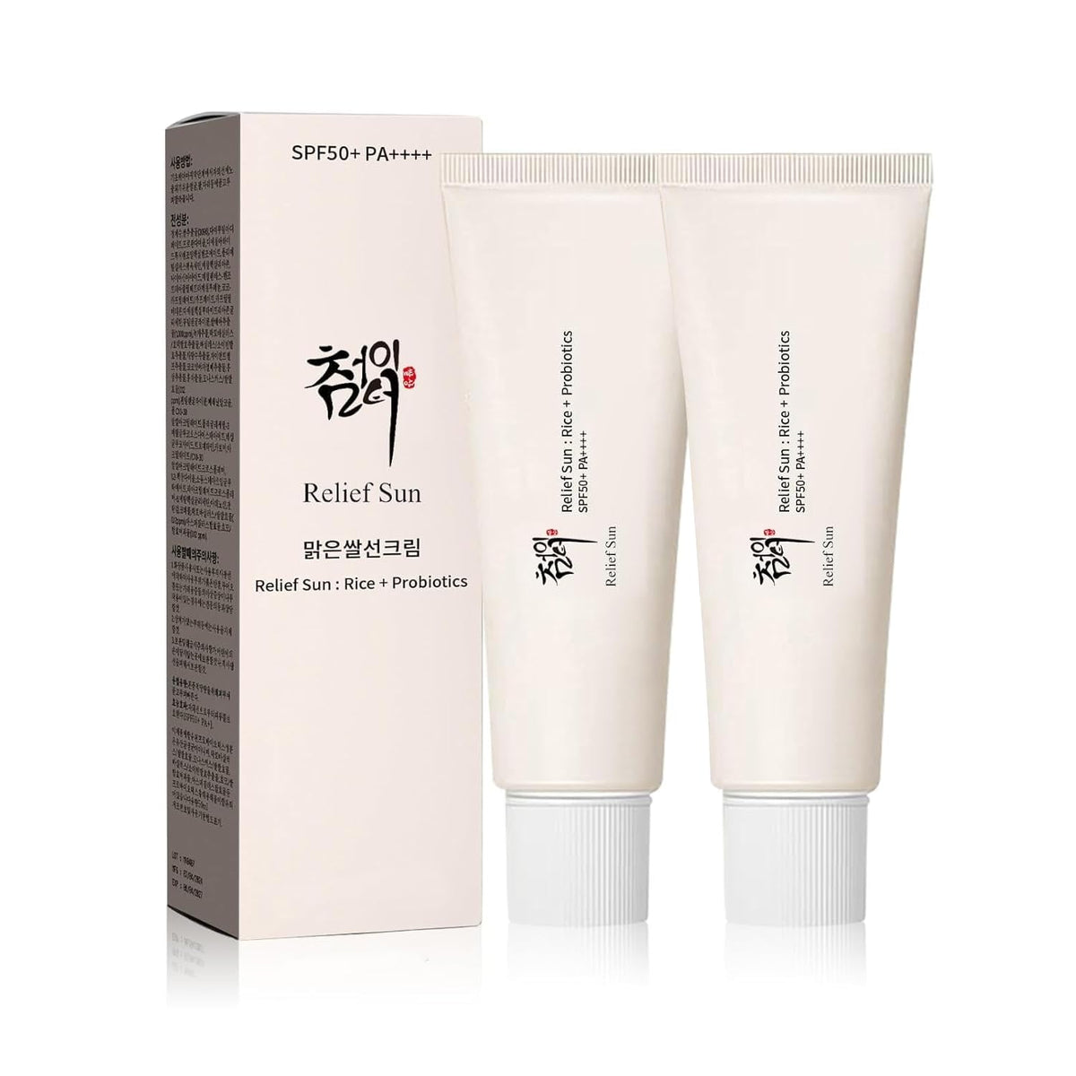 Crème solaire RELIEF SUN SPF50+ PA++++ tube de 50 ml avec extrait de riz