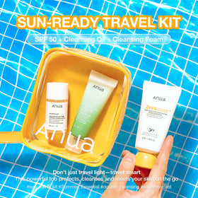 Crème solaire SPF 50 ANUA dans le kit de voyage