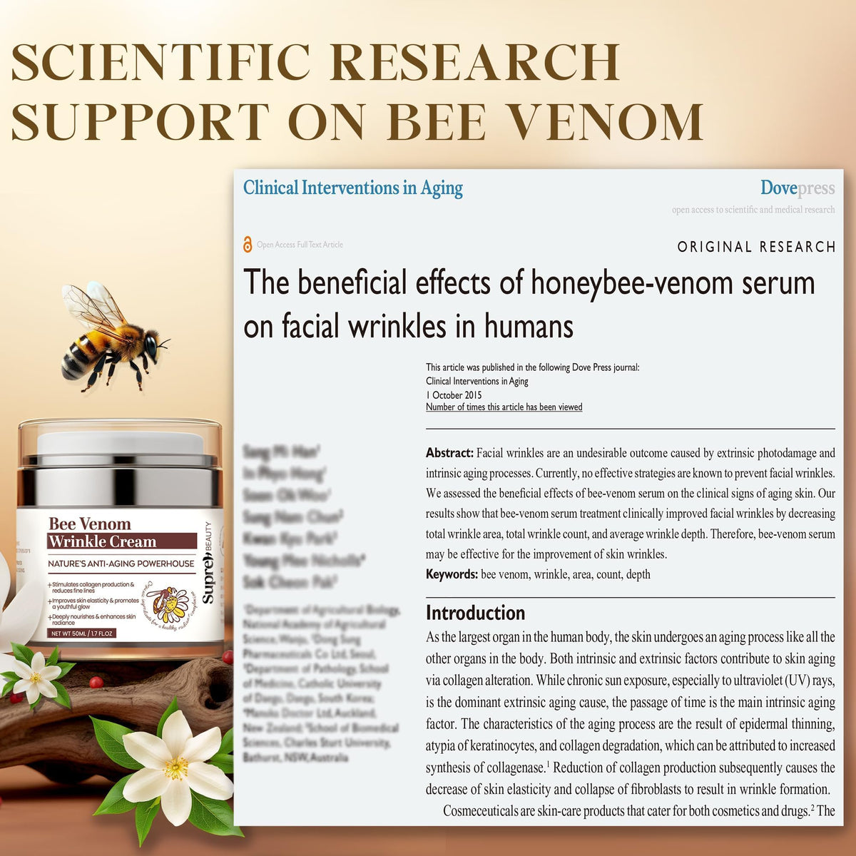 Crème venin d'abeille SupreH avec packaging sur fond blanc