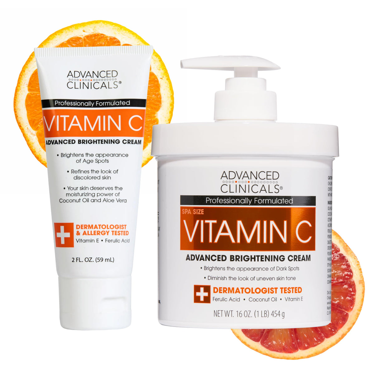 Crème visage à la vitamine C Advanced Clinicals, vue avant avec texture veloutée