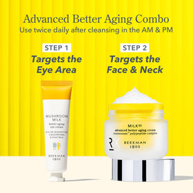 Crème visage Beekman 1802 15 ml avec ingrédients en arrière-plan