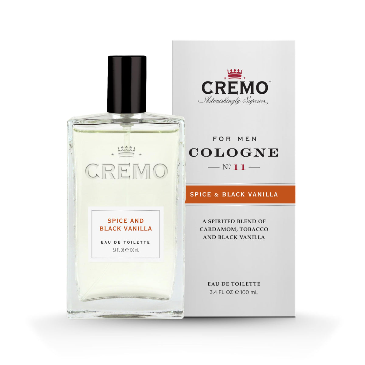 Cremo Cologne Épices & Vanille Noire 100 ml vue avant avec bouchon
