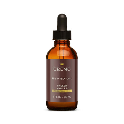 Cremo Huile à Barbe 85g vue avant avec étiquette Vanille Caskée