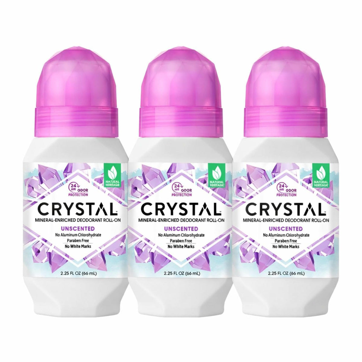 Crystal Essence Déodorant Minéral Vegan Sans Parfum 3 Pack vue de face