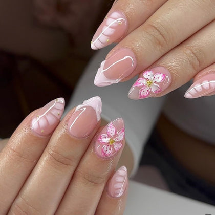 CTTHNBD Faux Ongles Press-On Amande 24 Pcs avec design floral