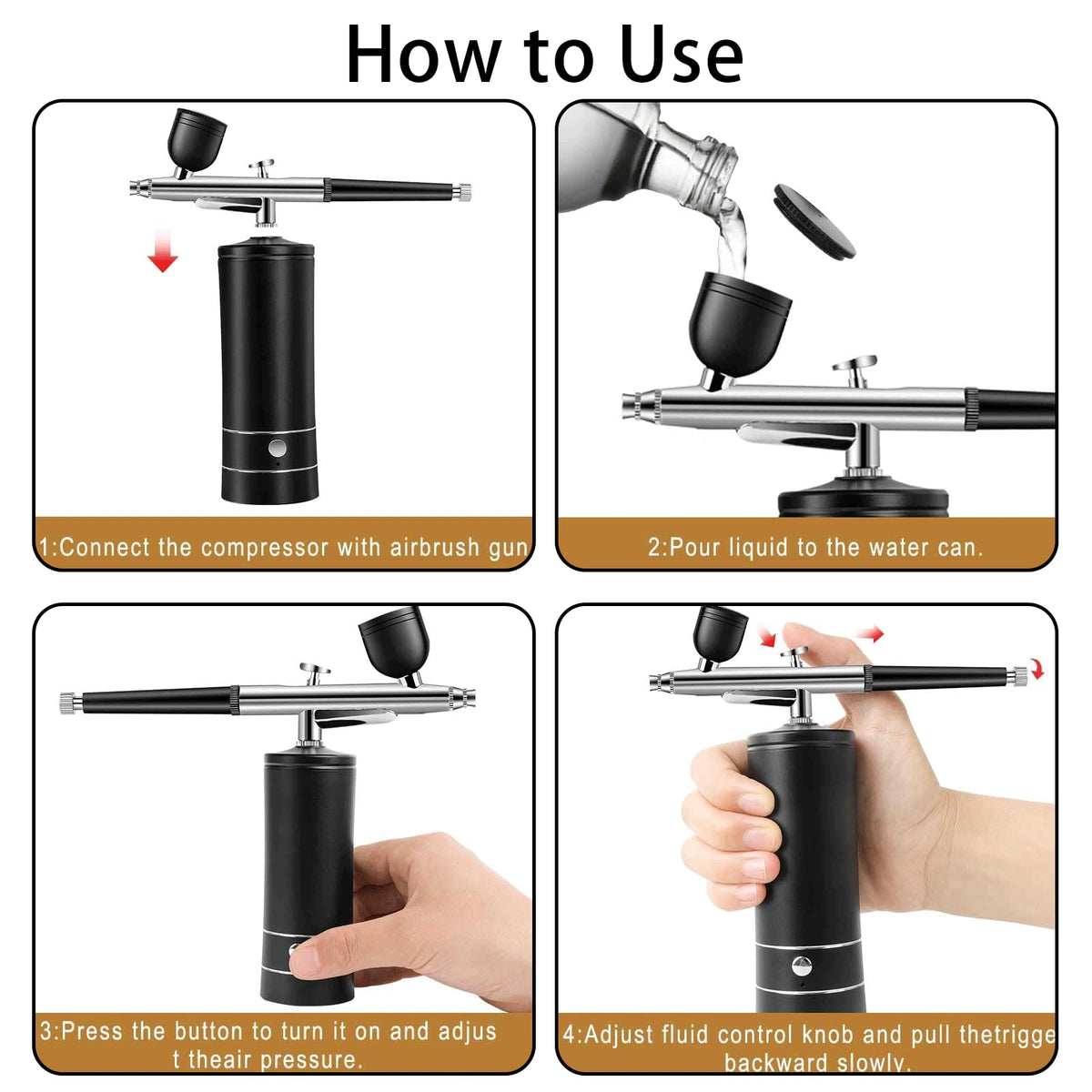 Cups de 7CC, 20CC et 40CC du kit d'airbrush crpen