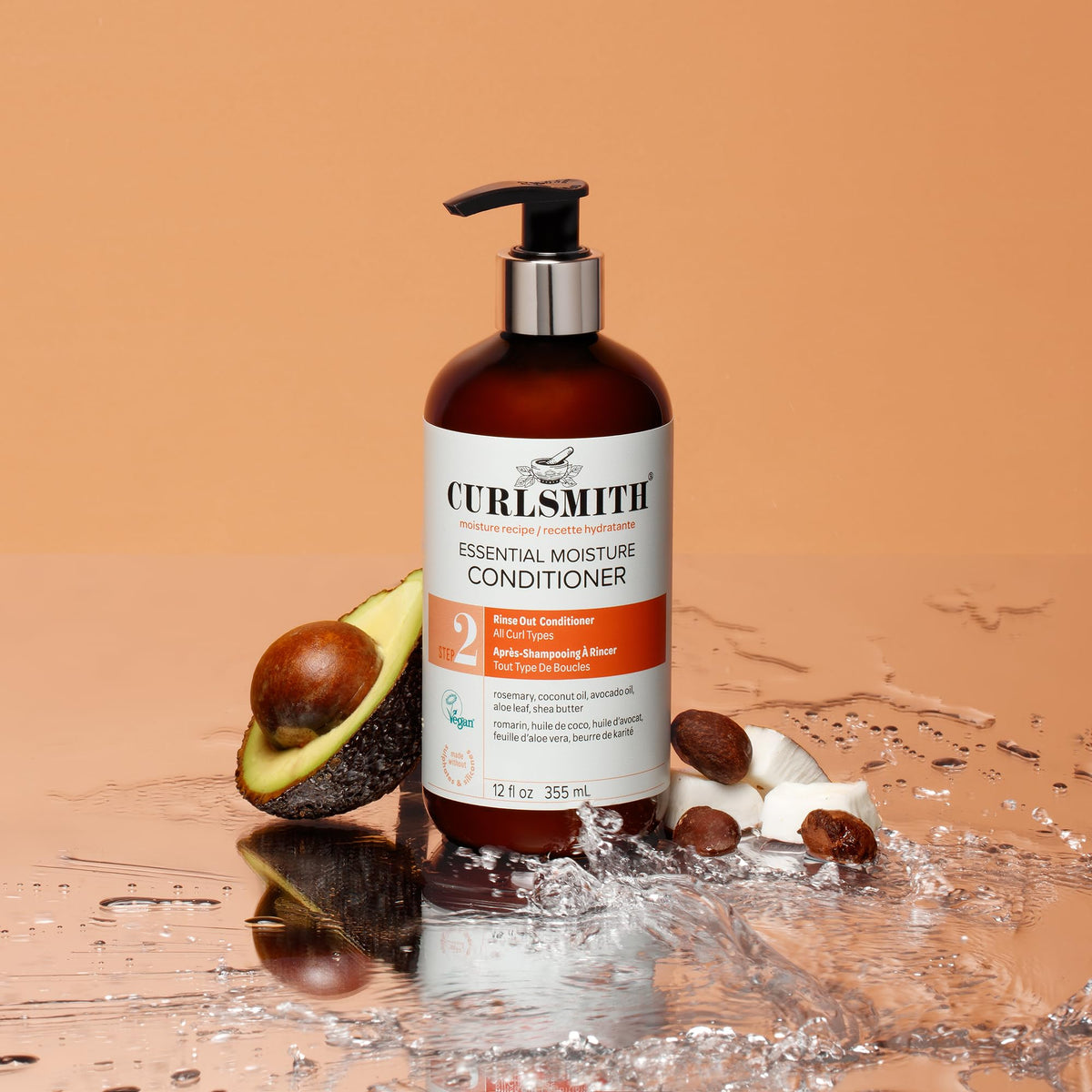 CURLSMITH Après-shampoing hydratant essentiel 380g avec flacon ouvert
