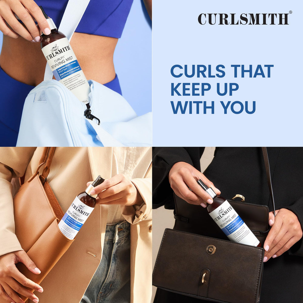 CURLSMITH CurlFit Reviving Mist 6 oz affichant son étiquette