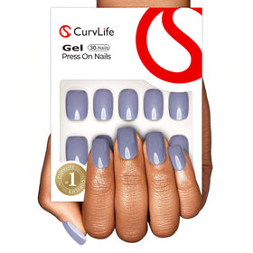 CurvLife Faux Ongles Courts Carrés Design Abricot - Vue de face