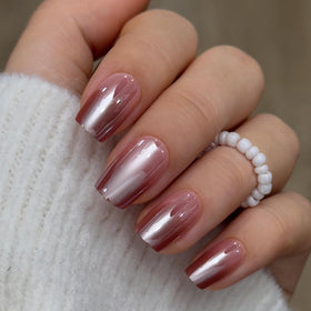 CurvLife Faux Ongles Press On Brown Pearl avec accessoires inclus