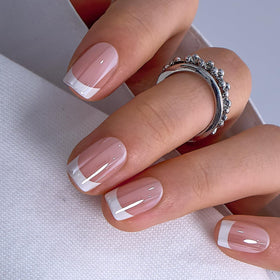 CurvLife Faux Ongles Press-On Gel French Tip ensemble complet avec accessoires