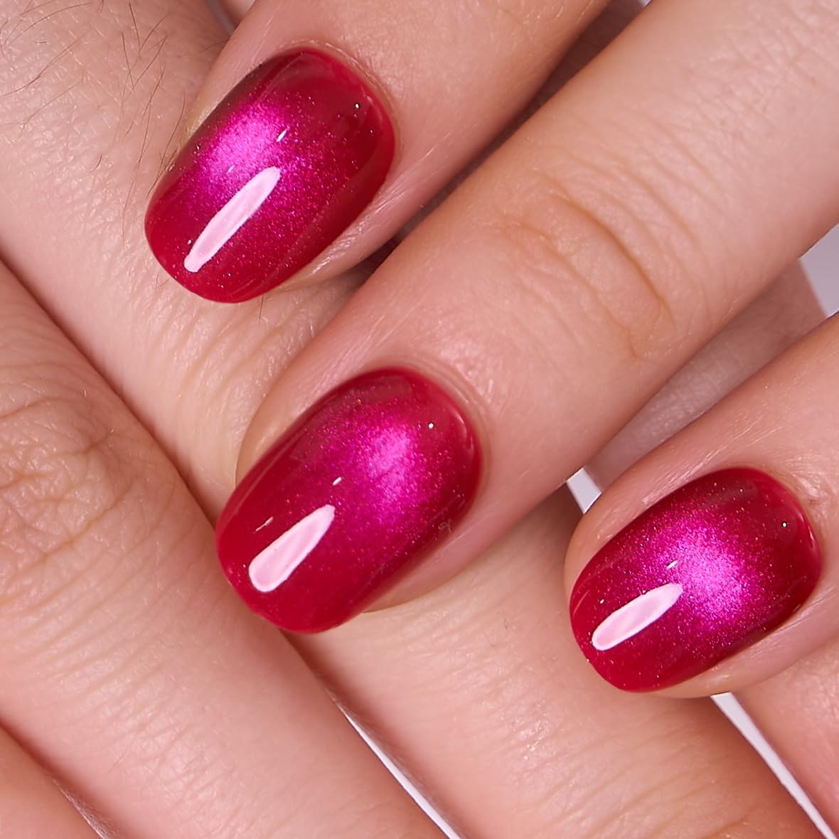 CurvLife Faux Ongles Pressés Extra Courts Carrés Rouge Velvet Ruby, vue avant