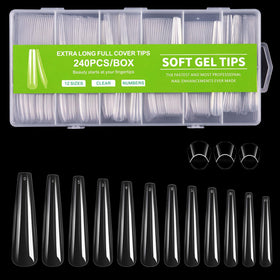 Cycullinyt tips ongles longs coffin 240 pièces, vue de face
