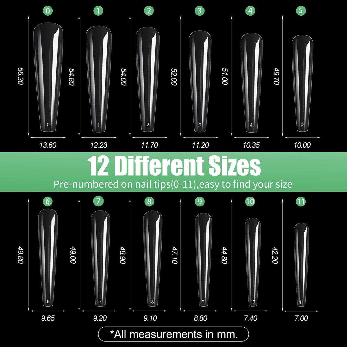 Cycullinyt tips ongles longs coffin, flexibilité et confort