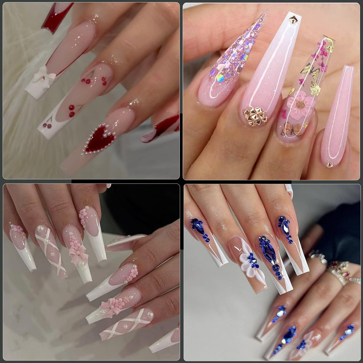 Cycullinyt tips ongles longs coffin, taille et marquage