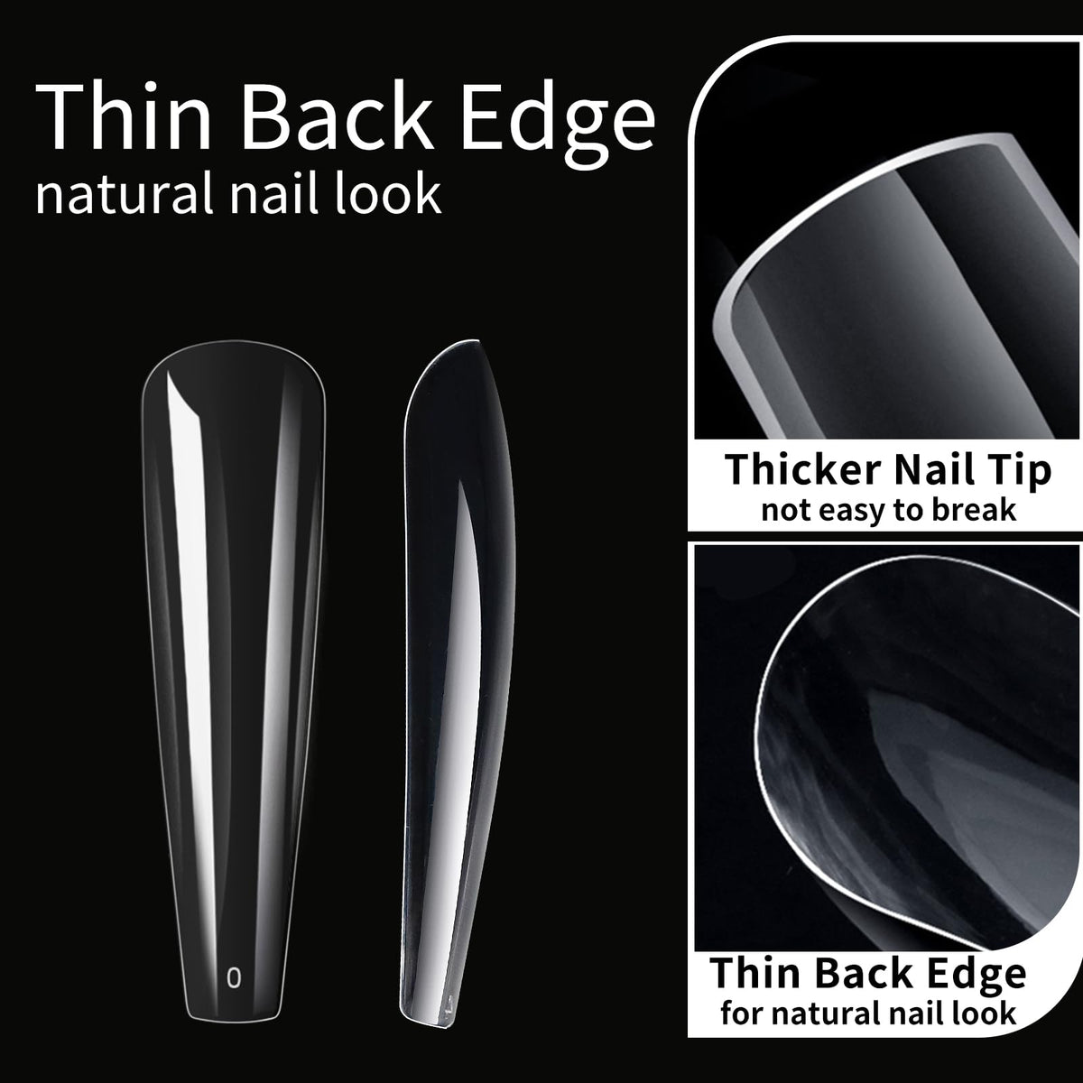 Cycullinyt tips ongles longs coffin, taille No.0 et No.11 incluses