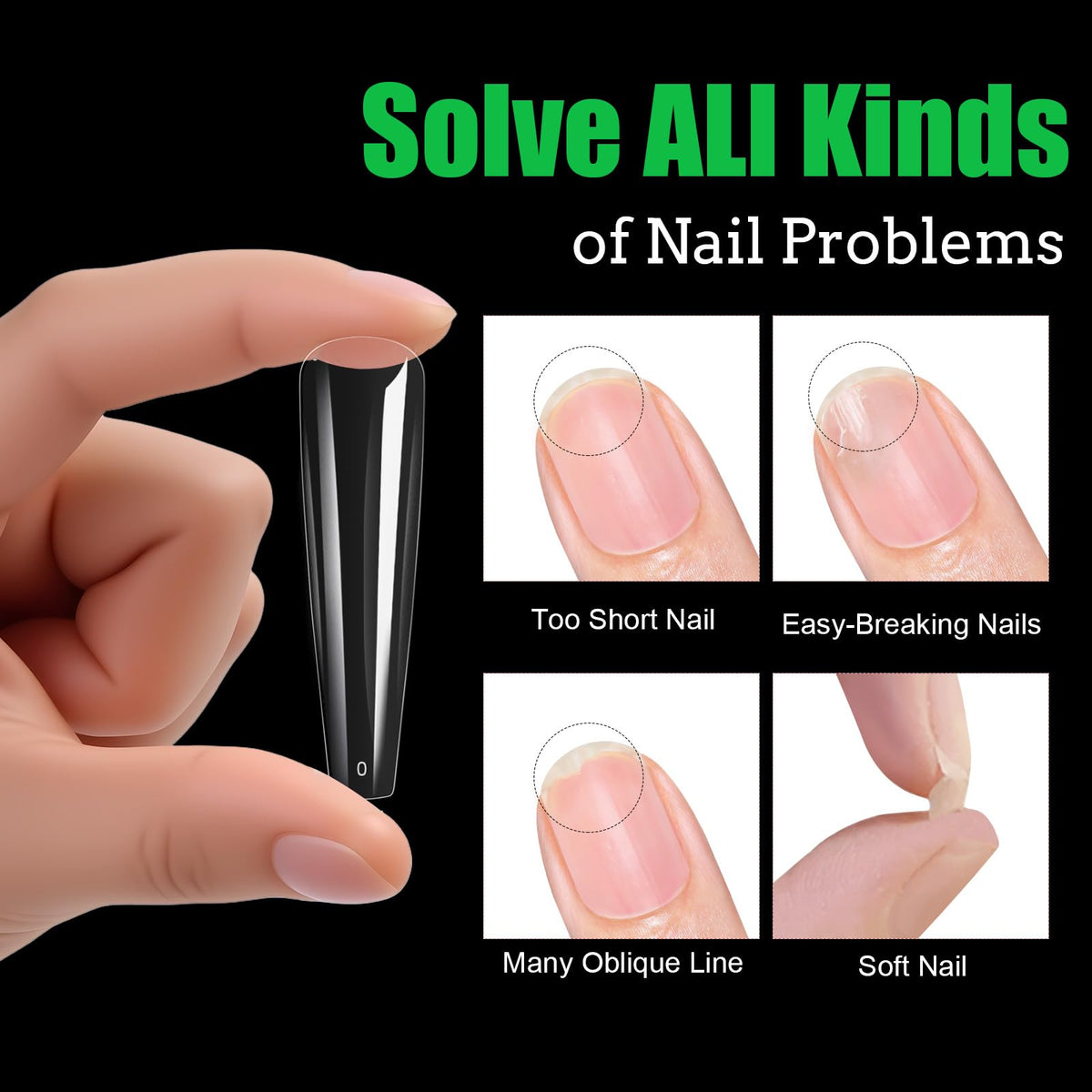 Cycullinyt tips ongles longs coffin, utilisation avec lampe UV