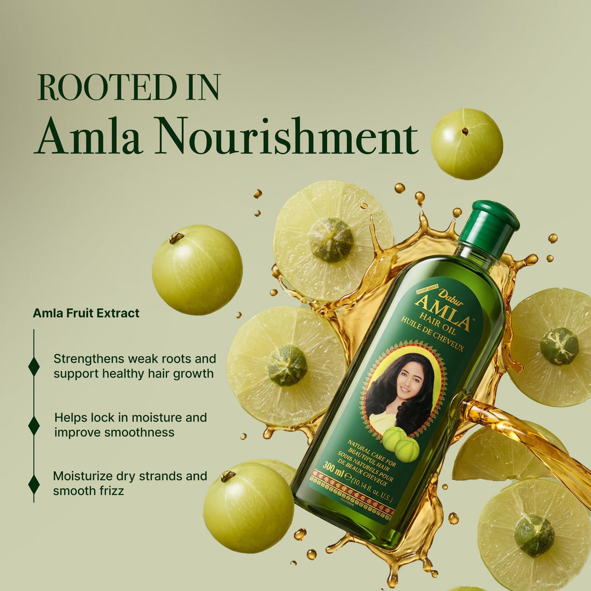 Dabur Amla Huile de Cheveux 500ml versée sur la main