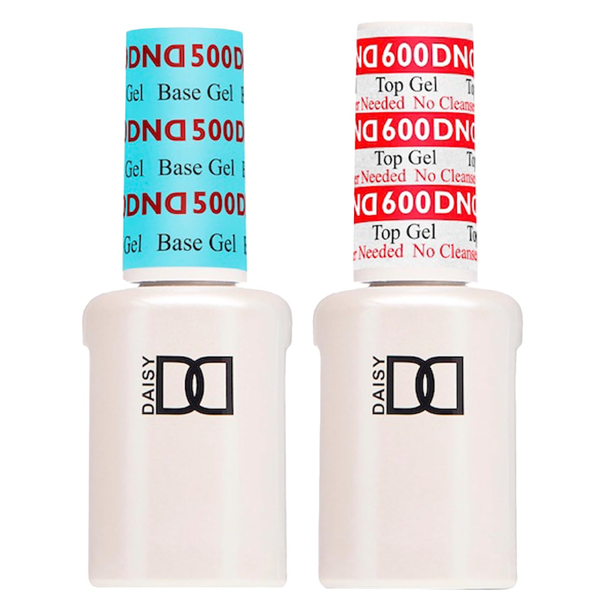 DAISY DND Gel de Base 500 et Top Coat No Cleanse 600 en packaging