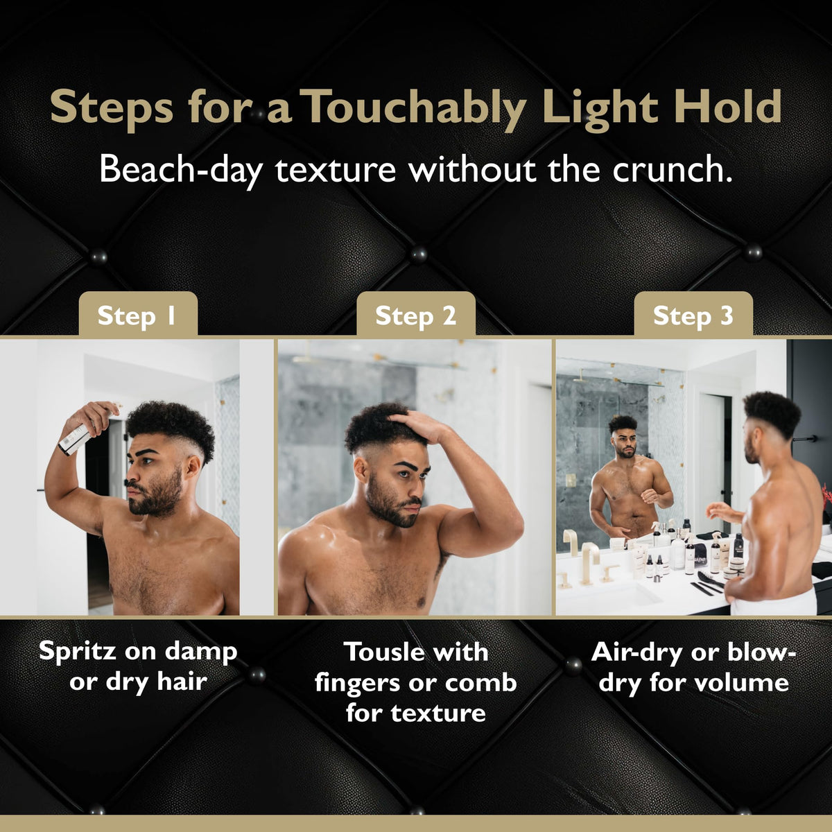 DandyMen Spray au Sel de Mer application sur cheveux humides
