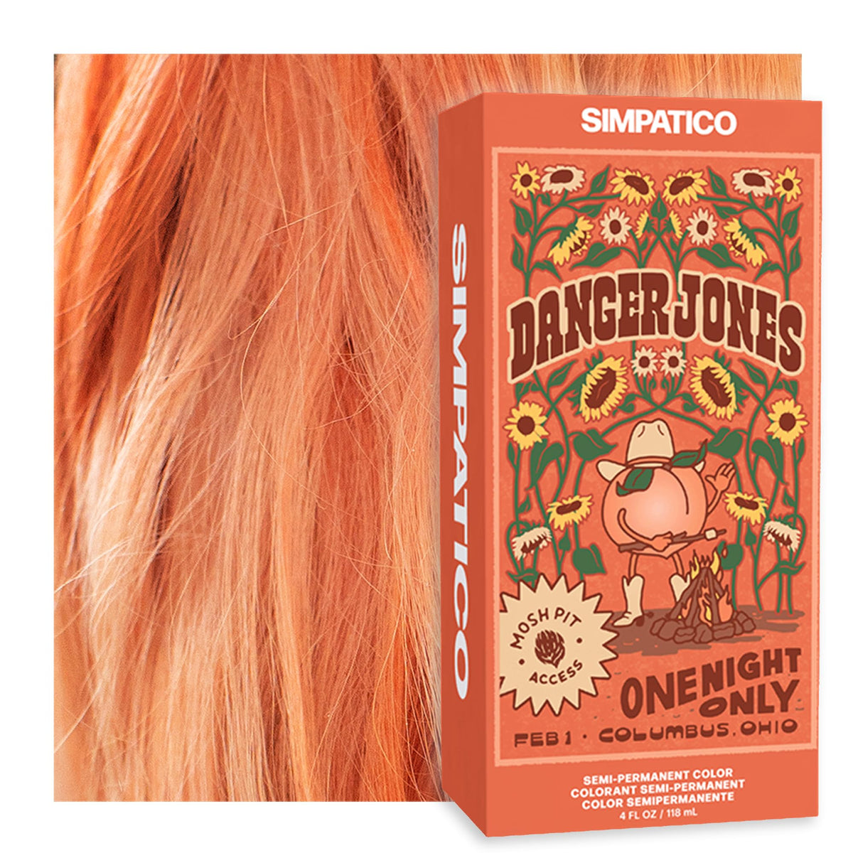 Danger Jones Couleur de Cheveux Semi-Permanente Simpatico Pêche Clair vue de face