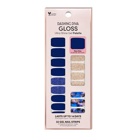 Dashing Diva Gloss Nail Strips Blue Vixon vue avant avec bandes de gel