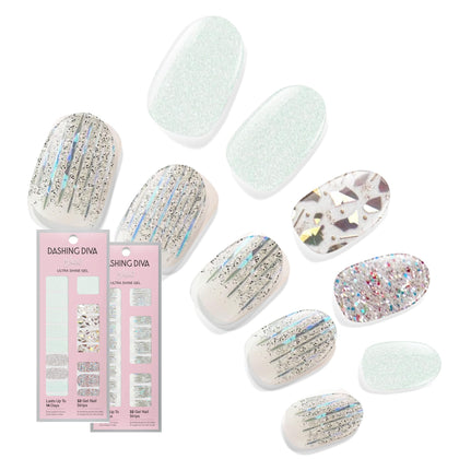 Dashing Diva Gloss Nail Strips Bundle vue avant avec Meteor Shower et Going Platinum