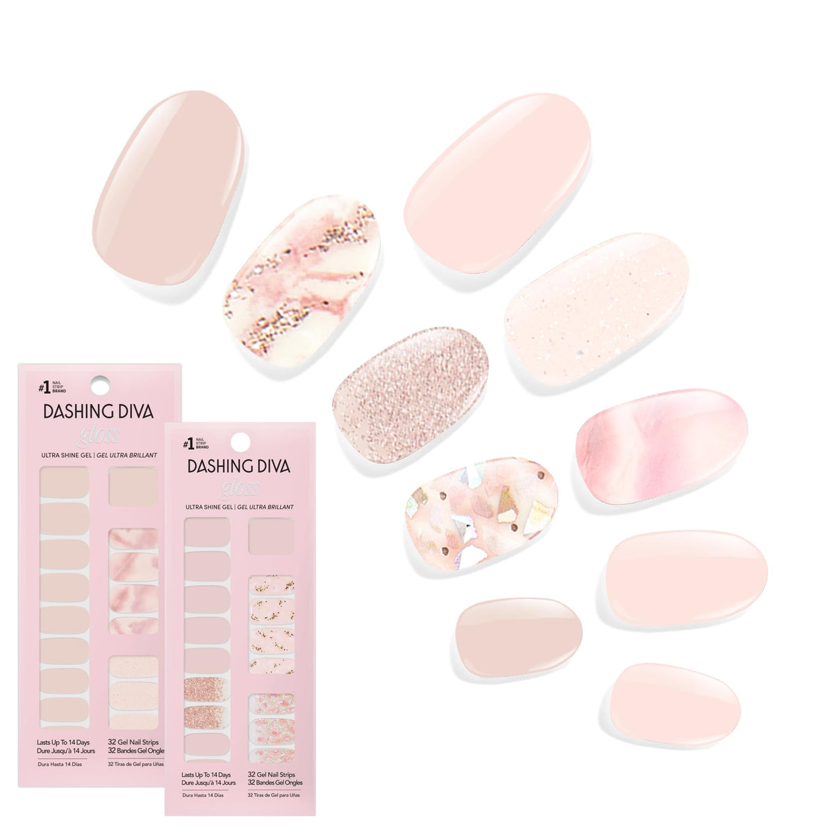Dashing Diva Gloss Nail Strips Crystal Clear set with glossy finish