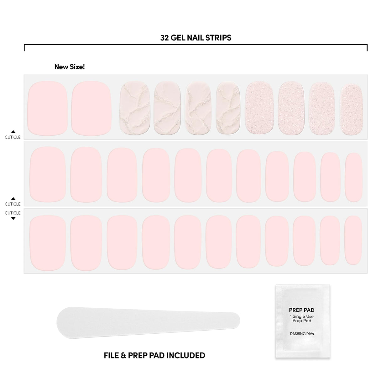 Dashing Diva Gloss Nail Strips - lime à ongles et pad préparatoire inclus