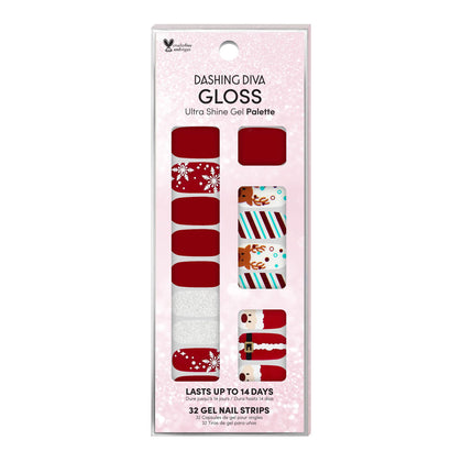 Dashing Diva Gloss Nail Strips Santa's Helper vue avant avec motifs de Noël