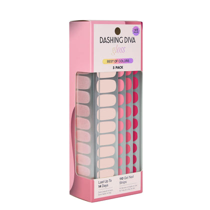 Dashing Diva Kit d'Autocollants à Ongles 5-en-1 avec 110 bandes roses