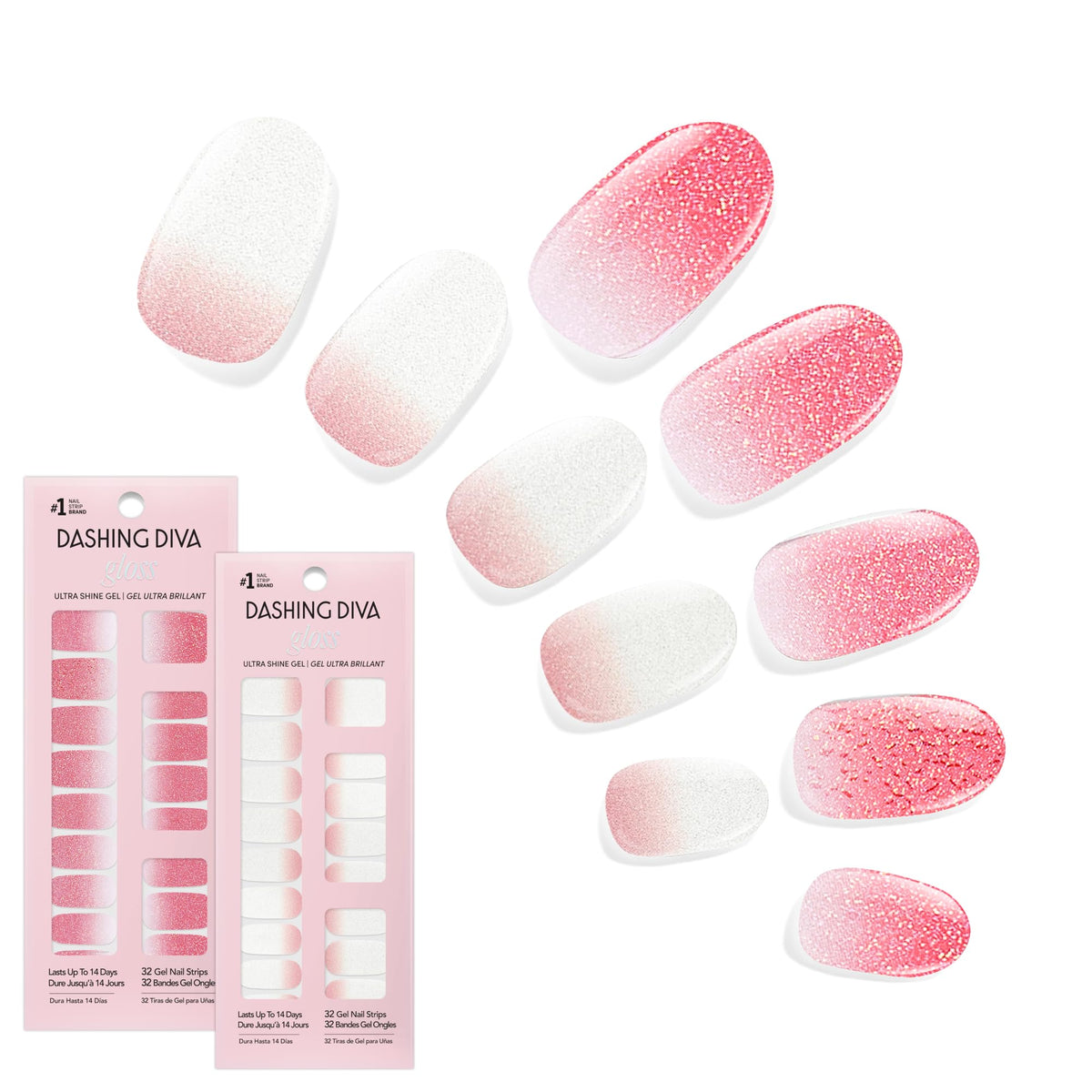 Dashing Diva Strips d'Ongles Ombre Classique Smitten at Sundown et Mini Skirt vue de face