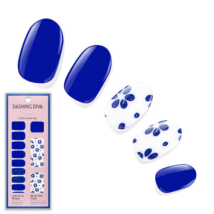 Dashing Diva Strips Ongles Gel Flor Azul - vue de face