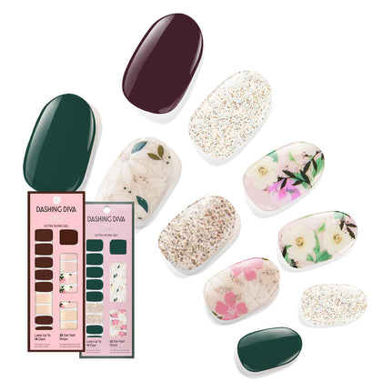Dashing Diva Winter Florals Collection Baby Bouquet et Magnolia Vine bandes d'ongles